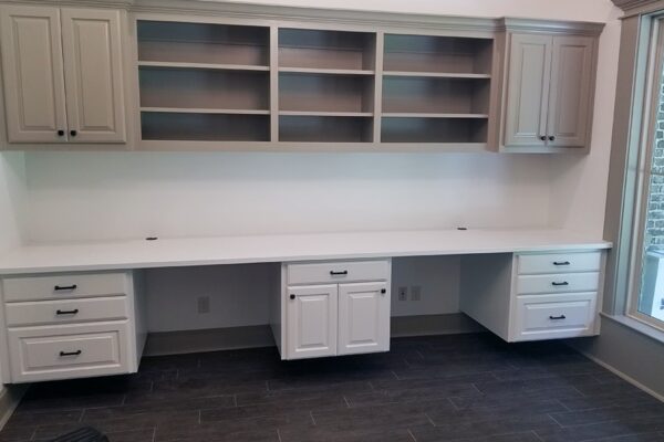 Home Office Built In Cabinets and 2 desk work station