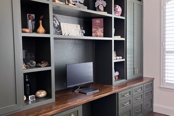 Moody Home Office Built In Cabinets - Dark Green