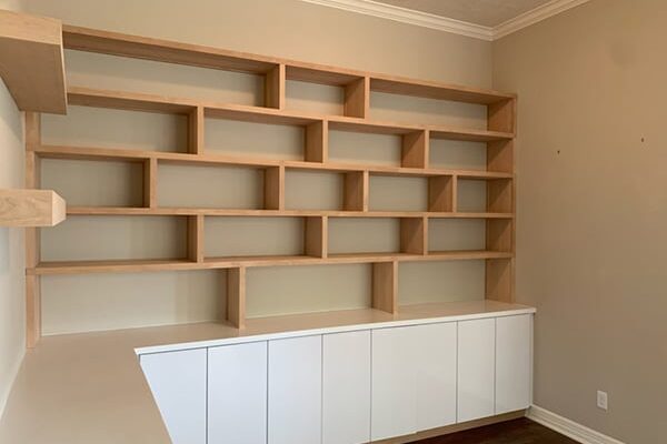 custom shelving and builtin cabinets