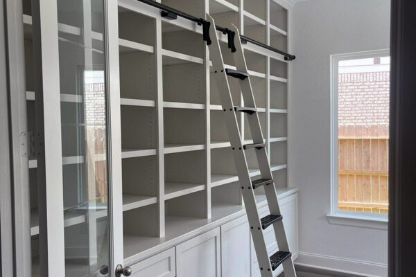 Custom Home Library Bookshelves with Library Ladder